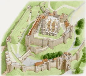 Dover Castle Today, 1945-2023 körül (tus és akvarell, papír)