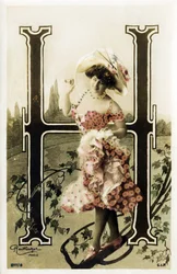 H: Constance Elise De Vere, angol származású francia színésznő, belgiumi születésű - Theatre Marigny, Párizs - Ábécé képeslapon
