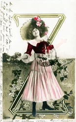 Z: Constance Elise De Vere, belgiumi születésű, angol származású francia színésznő, ábécé képeslapon
