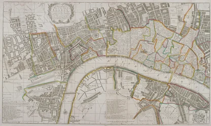 Westminster, London City, Southwark és a környező területek térképe, 1739