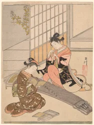 Leszálló libák a Koto-hidakról (Kotoji no rakugan), a "Nyolc nézet a szalonból (Zashiki hakkei)" sorozatból
