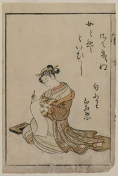Az udvarhölgy írása a yoshiwarai gyönyörű nők gyűjteményéből származó könyvből, 1770.