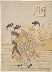 A keleti művészetek: A Tama folyó Ide-ben, Yamashiro tartomány Harunobu mellett, Suzuki (1724-1770), 1768 körül. Színes fametszet, 27,3x18,9. Magángyűjtemény