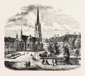 Riddarholmen templom, Riddarholmskyrka, Stockholm, Svédország (metszet)