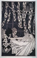 Erotika: Giacomo Casanova (1725-1798) felemeli a lepedőt, hogy meztelen szeretőjéről, a 20. század elején elmélkedjen (rézkarc)