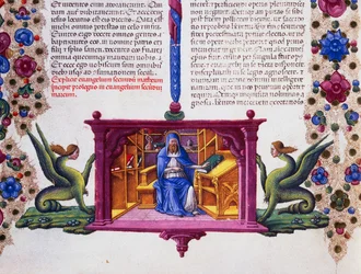 Határfríz a lap alján Szent Máté evangélistával, II. kötet f 148, v, Borso d