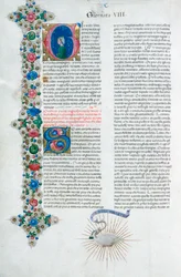 Giovanni Boccaccio olasz Dekameronjából származó illuminált kéziratlap, 1467 körül
