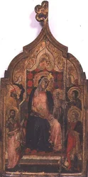Madonna és gyermeke szentekkel (tempera a panelen)