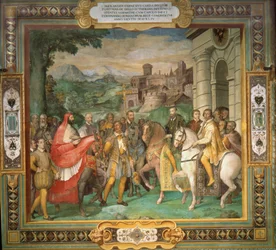 V. Károly római császár és Alessandro Farnese találkozása 1544-ben