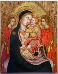 Madonna és gyermeke angyalokkal (tempera panelen)