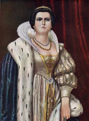 Lucrezia Borgia (Lucrece Borgia) portréja (1480 - 1519) Tancredi Scarpelli (1866-1937) illusztrációja a „Storia d