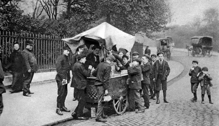 Olasz fagylalt vagy hoky árus, London, 1900-as évek eleje, 1926-1927