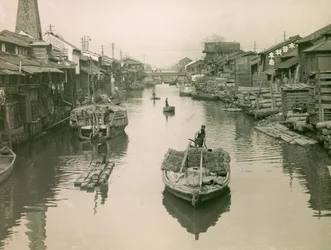 A Dotonbori-csatorna Oszakában, 1900-1915 körül (fénykép)