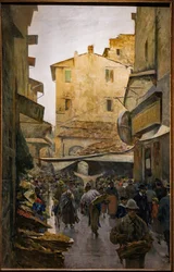A régi piac a Degli Speziali utcából, 1882 körül (olaj, vászon)