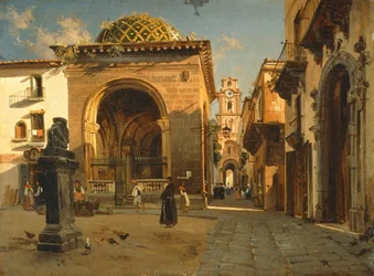A Sedil Dominova Loggia Sorrentóban, Teodoro Duclere, olaj, vászon