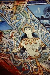 Díszített csónak Thaiföld déli részén (festett fa)