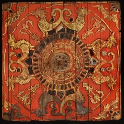 Mennyezeti panel egy Thai Lu templomból Észak-Thaiföldön