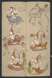 Vagy 16455 f.14r, Animals from the Zodiac, from Phrommachat (pergamen)