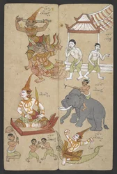 Vagy 16455 f.8r, Animals from the Zodiac, from Phrommachat (pergamen)