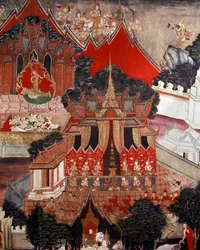 Jelenetek Buddha életéből, 19. század közepe (falfestmény)