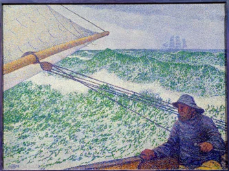 A férfi a kormánynál. Théo van Rysselberghe (1862-1926) festménye, 1892, vas., 0,6 x 0,8 m, Párizs, Musée d
