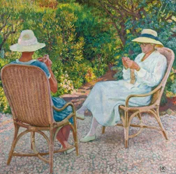 Maria és Elisabeth van Rysselberghe Kötés a kertben, 1912 körül