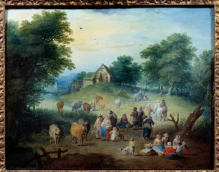 Vidéki jelenet. Theobald Michau (1676-1765) festménye