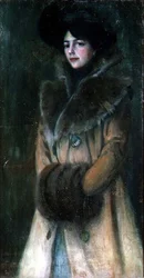 Hölgy szőrmuffal
