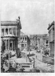 Az ókori római fórum, 1914 (színes metszet)