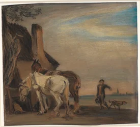 Karl vizet hoz két lónak (másolat Paulus Potter festménye után a Louvre-ban)