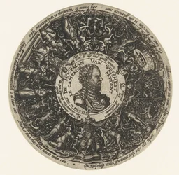 Medalion Theodor de Bry, a bölcsesség kapitányának mellképével, 1577 körül - 1578 körül.