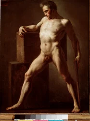 Akadémia - meztelen test akadémiai tanulmánya. 1808-1812. 79 x 62 cm, Rouen, Musée des Beaux-Arts