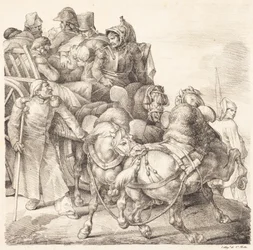 A szekér tele van sebesült katonákkal (Chariot charge de soldats áldja meg)