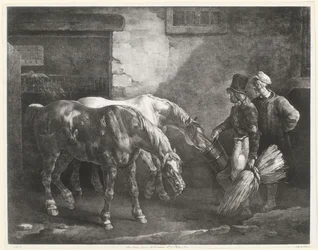 Két postai ló egy istálló ajtajánál (Two Post-Horses at a Stable Door)
