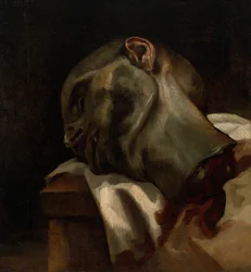 Egy guillotine-nal kivégzett férfi feje, 1818-19