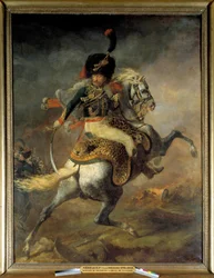A császári gárda lovas vadászainak rohamozó tisztje, Théodore Géricault (1791-1824) festménye, 1812, ma. 3,49 x 2,66 m