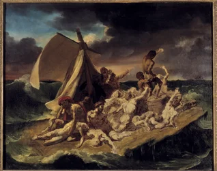 A Meduse vázlat tutaja. Theodore Gericault (1791-1824) festménye. 1816 V. 0,65 X 0,83 m.