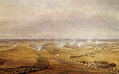 Koalíciós háborúk: „” A Valmy-i csata 1792. 09. 20-án, amely a franciák győzelmét jelentette a poroszok ellen”” Theodore Jung (1803-1865) akvarell gouachee 1792 V. 0,63x0,99 m