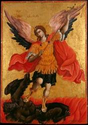 Szent Michel arkangyal - Mihály arkangyal - Peinture (icone) de Theodore Poulakis (1622-1692) - XVII. század második fele. - Tempera panelen - 76x54,3 - Benaki Múzeum, Athén