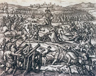 Francisco Pizarro (körülbelül 1475-1541) csapatai elfogják Atahualpa inka császárt a cajamarcai csata során, november 16-án