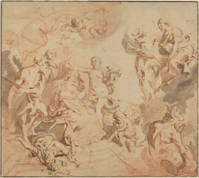 Bőséggel megáldott Antwerpen, 1648 körül (vörös kréta, papír)