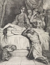 Ó! Ó! Ó!: 14. tábla az Othello Act 5 2. jelenetéből, 1844, r..., 1844 metszet, 1900 utánnyomás.