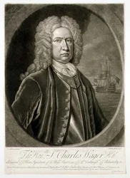 Sir Charles Wager (1666-1743), a Kék Osztag tengernagy portréja, metszet: John Faber (1684-1756) 1732 (metszet)