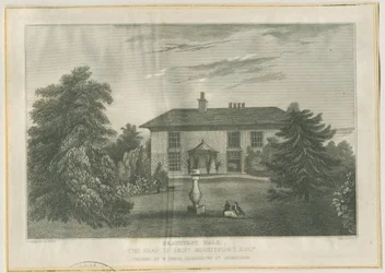 Checkley - Beauhurst Hall: metszet, nd [c 1820-1830] (nyomtatás)