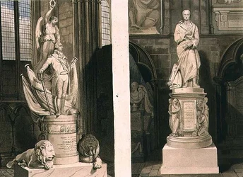 Montague kapitány emlékművei a nyugati bejáratnál és Addisoné a Poet