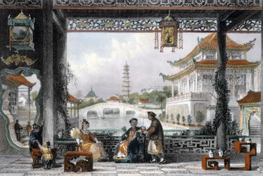 "A mandarin pavilonja és kertje Peking közelében", Kína, 1843