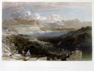Tiberius (Galilea), Palesztinában. c. 1837 (akvarell)