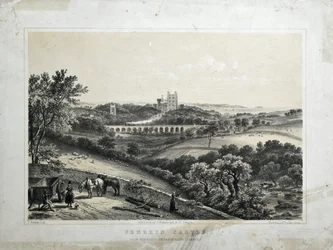 Penrhyn kastély, 1850 körül (színes litográfia papíron)