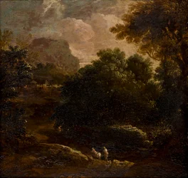 Erdős táj alakokkal, 1789-1847 körül (olaj, tábla)
