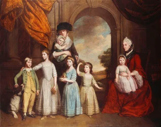 A Craven Children csoportportréja, teljes alakos, boltív előtt, túlvilági tájjal, 1776